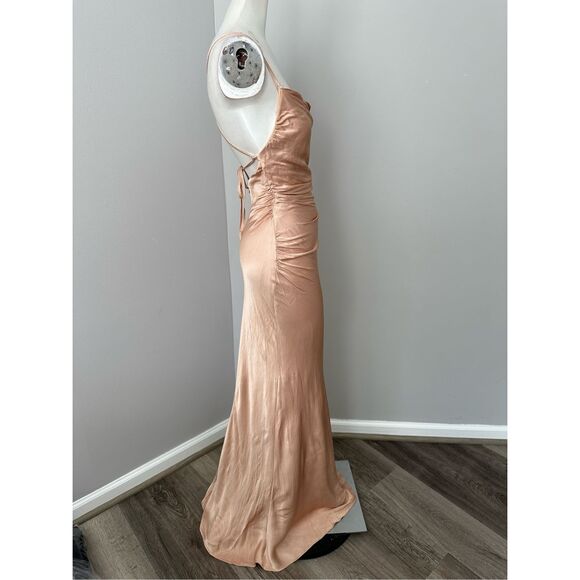 Shona Joy Womens Cowl Neck La Lune Lace-up Back Maxi Dress Dessert Size 2 $360 - Picture 6 of 10